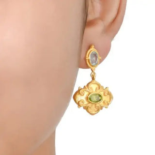 "Grass Is Green"Peridot & Blue Topaz Sterling Silver Earring