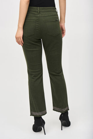Joseph Ribkoff Jeans With  Frayed Rhinestone Hem