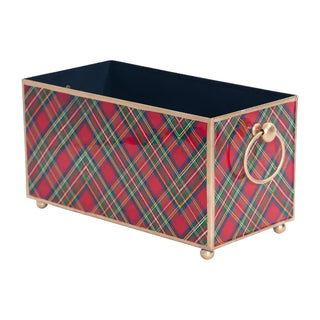 Royal Tartan Enameled Rectangular Cachepot Planter 6x12