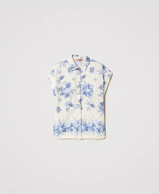 Twinset Linen Blend Shirt With Floral Print