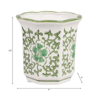 Scented Candle - Plumeria Soy Wax Green Chinoiserie, 6 oz.