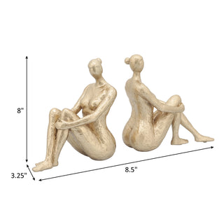 Bookends Set of 2 - Gold Resin Modern Lady Pair, 8 in