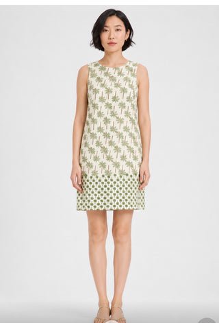 Cotton Sateen Shift Dress Green