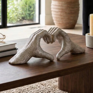 Ceramic Hand Heart Decorative Sculpture - Gold, 5 in.