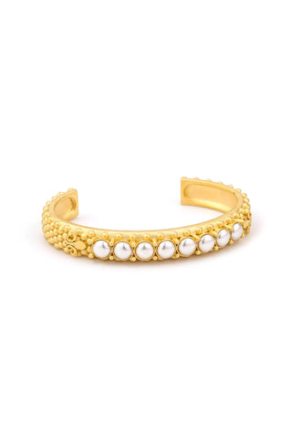 French Kande Bangle Bracelet - Gold With Pearl