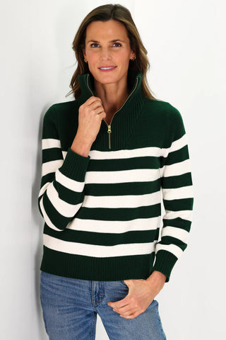 Duffield Lane Blaire Sweater (Forest Green and Ivory)