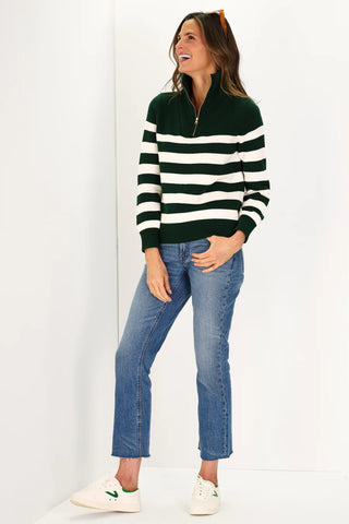 Duffield Lane Blaire Sweater (Forest Green and Ivory)