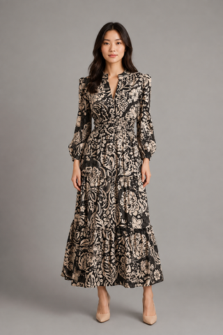V-Neck Midi-Dress