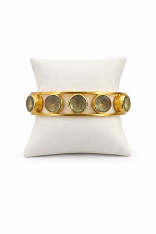 5-STONE Bezel Cuff Bracelet  Citrine