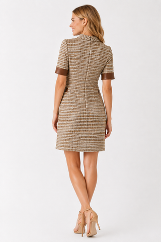 Faux Leather Boucle Dress