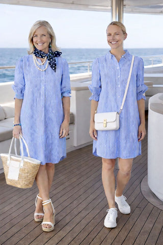 casual popover dress Women's Long Sleeve Cotton Poplin Mini Popover Dress