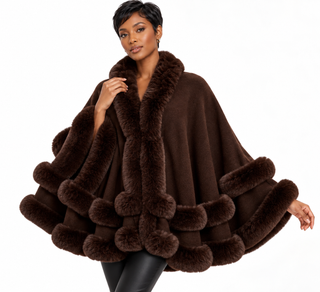 Chocolate Brown Faux Fur Cape