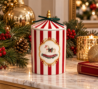Red Candy-Cane Stripe Candle