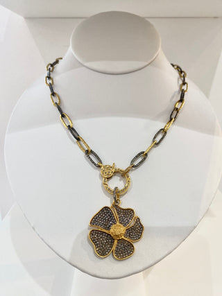 Benazir Two-Tone Flower Necklace