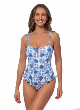 Blue and White One-Pice