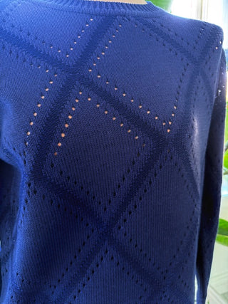 Pleace of Cloth Intarsia Sweater Navy