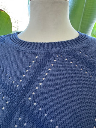 Pleace of Cloth Intarsia Sweater Navy