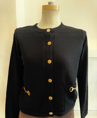 Peace of Cloth Cardigan with Horsebit Black