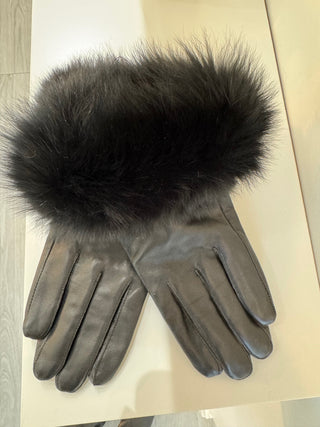 Real Leather Gloves With Fox Fur