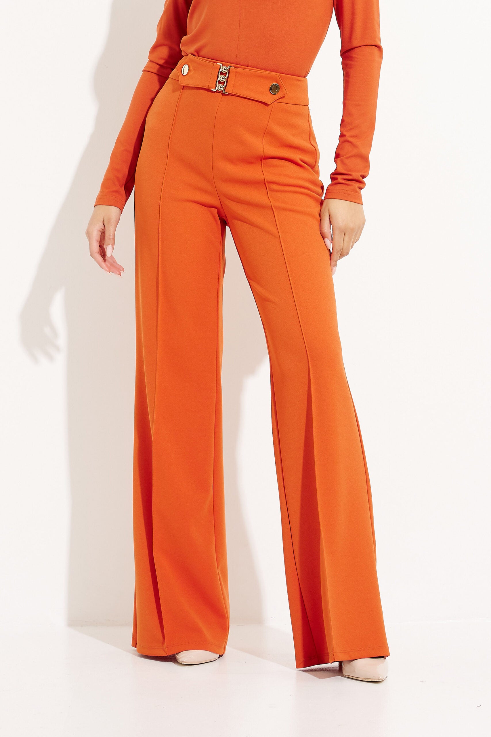 Joseph Ribkoff Orange Pants With Faux Belt CLAUDETTE Joseph Ribkoff Orange Pants With Faux Belt CLAUDETTE