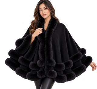 Black Faux Fur Cape