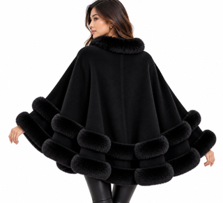 Black Faux Fur Cape