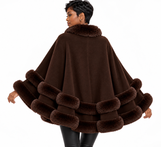 Chocolate Brown Faux Fur Cape