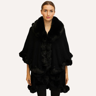 Faux Fur Cape Black
