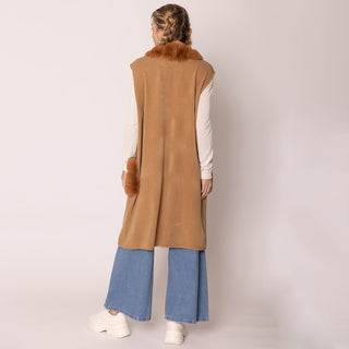 Oversized Vest With Faux Fur