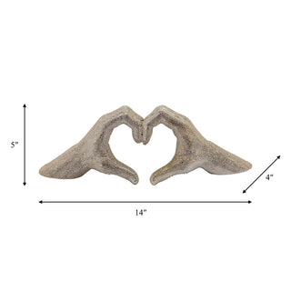 Ceramic Hand Heart Decorative Sculpture - Gold, 5 in.