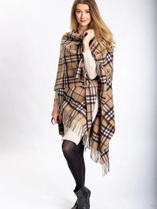 Thompson Camel Tartan Lambswool Cape