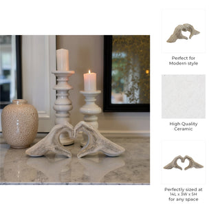 Ceramic Hand Heart Decorative Sculpture - Gold, 5 in.