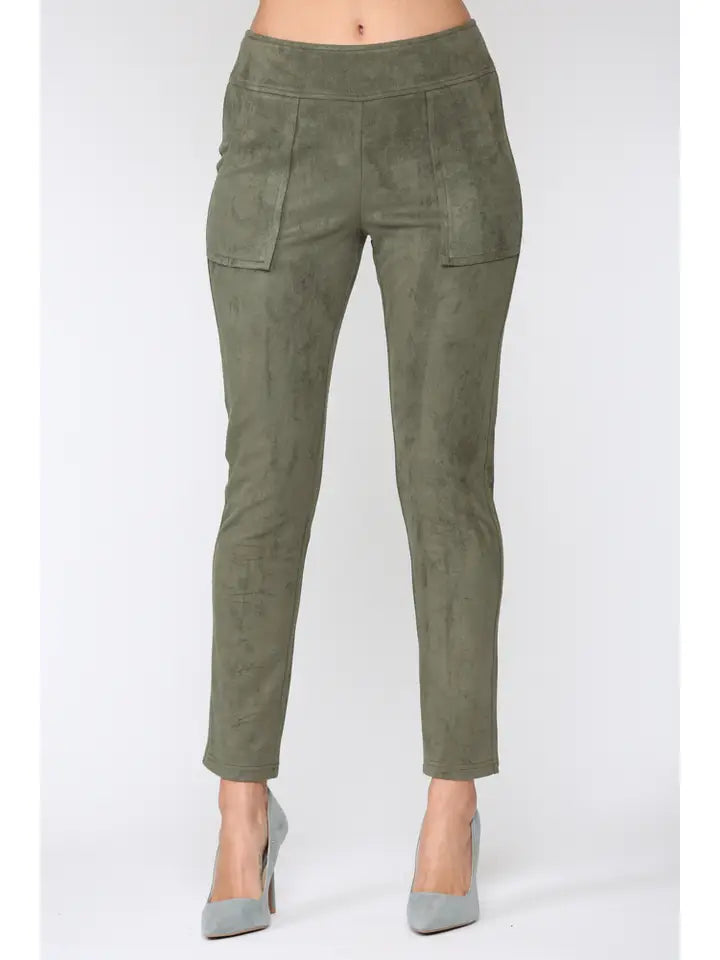 Stretch Faux Suede Pants – CLAUDETTE - Main Image