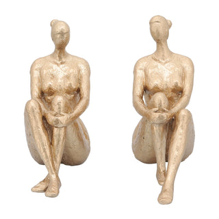Bookends Set of 2 - Gold Resin Modern Lady Pair, 8 in