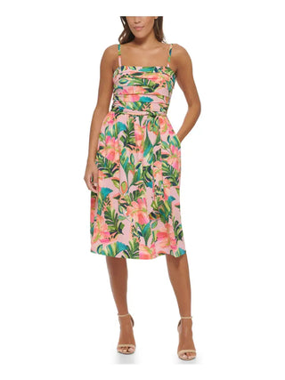 Kensie Printed Woven A-Line Midi