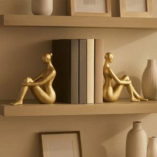Bookends Set of 2 - Gold Resin Modern Lady Pair, 8 in