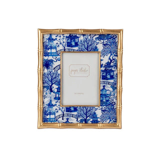 Enamel Picture Frame With Garden Party Motif