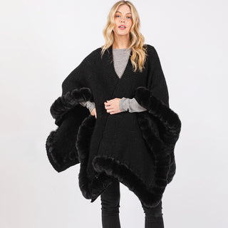 Shawl with Faux Fur